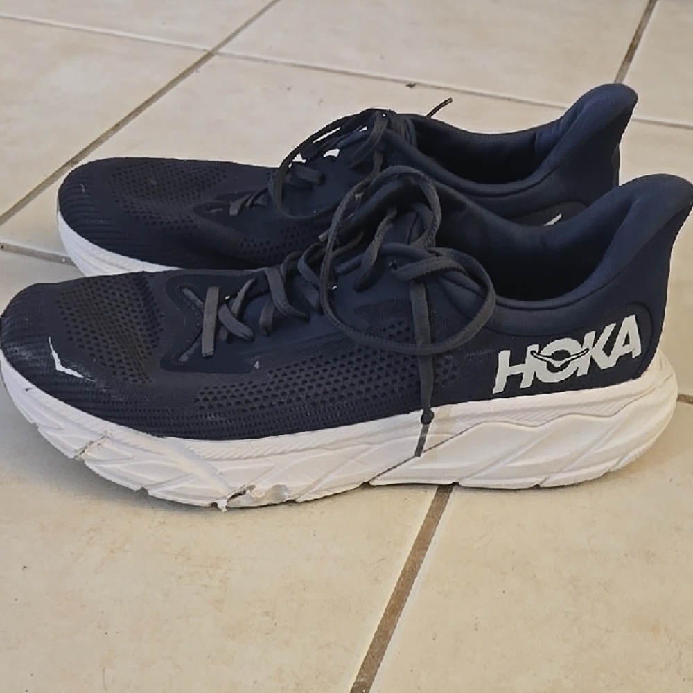 Hoka Navy and White Running Shoes with Thick Sole